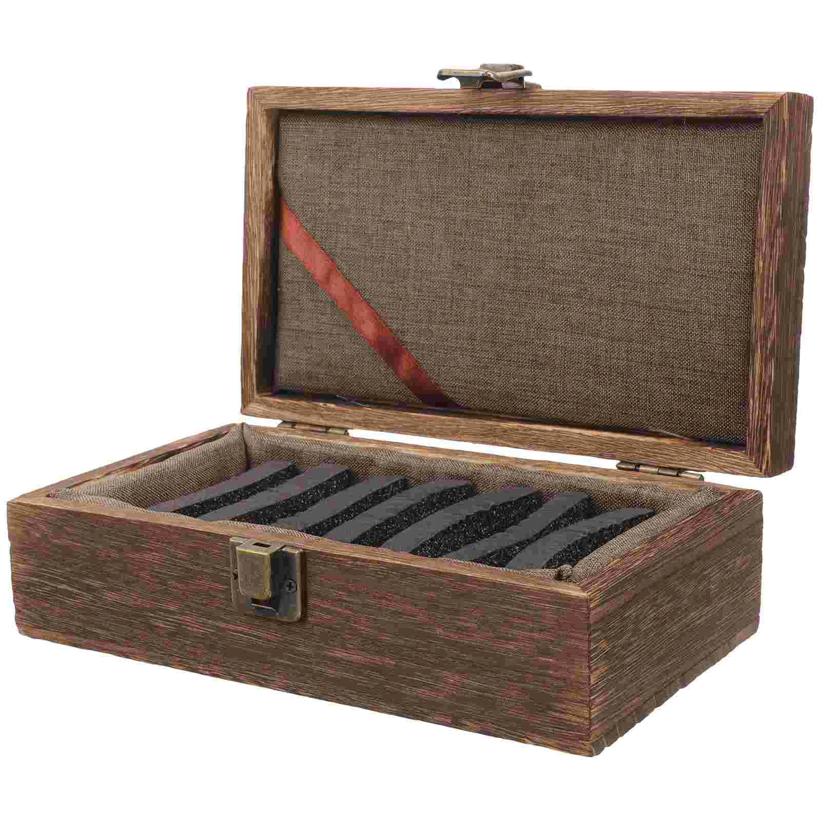 

Treasure Postage Stamps Wood Crystal Organizer Wooden Calligraphy Inkpad Holders