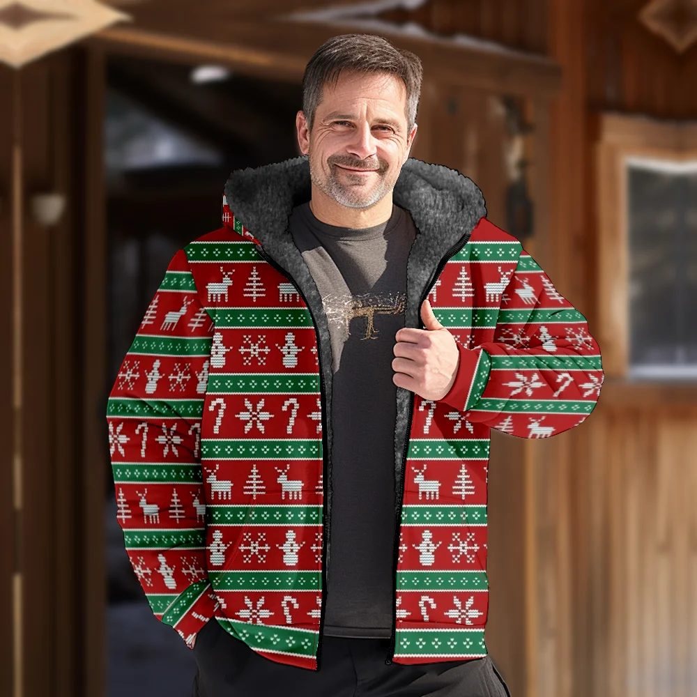 Мужские зимние куртки пальто хлопковая одежда с геометрическим рисунком оленя