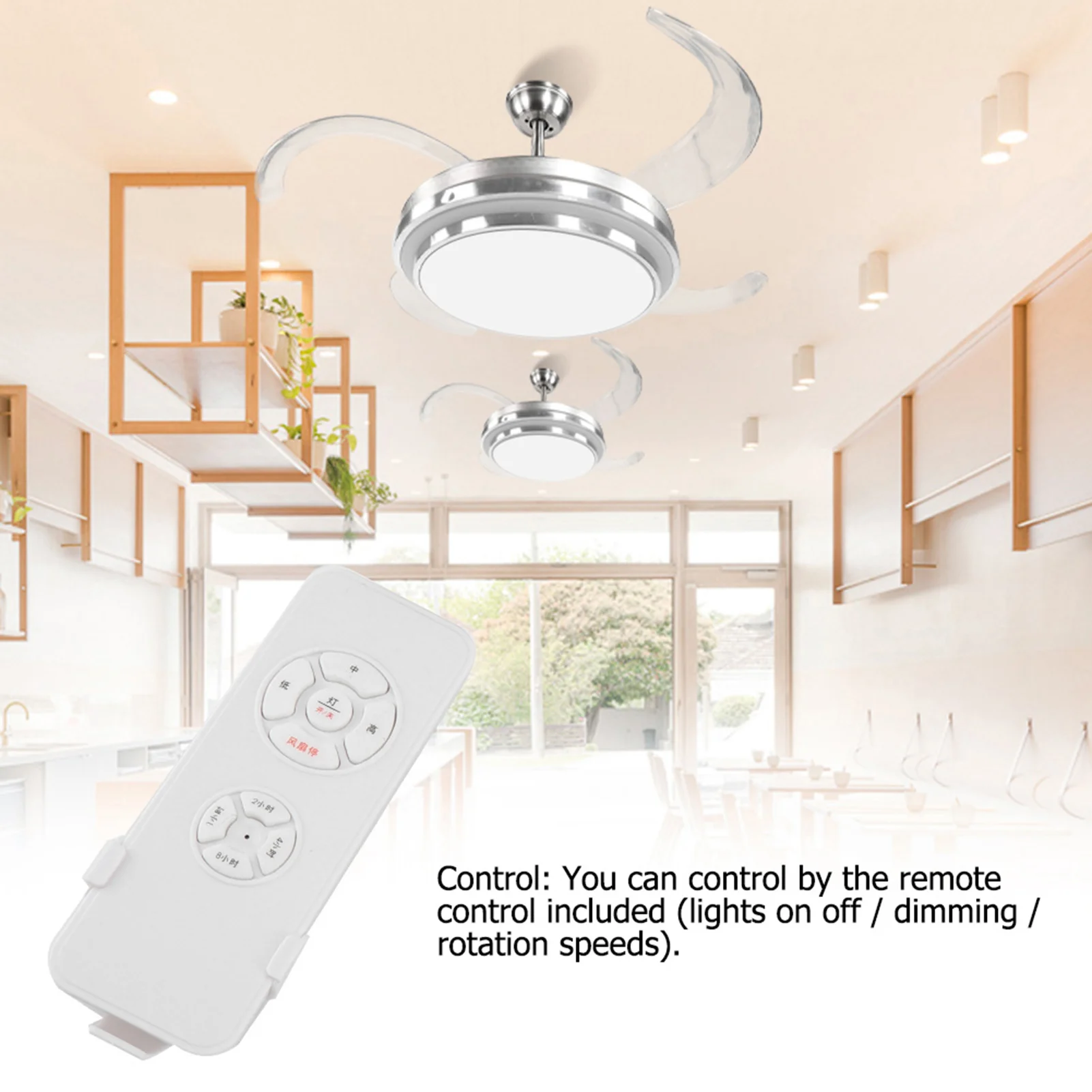 

42" LED Ceiling Fan with 3-Color Changing Lights & Remote Control 4 Blades Ceiling Fan 1§2§3