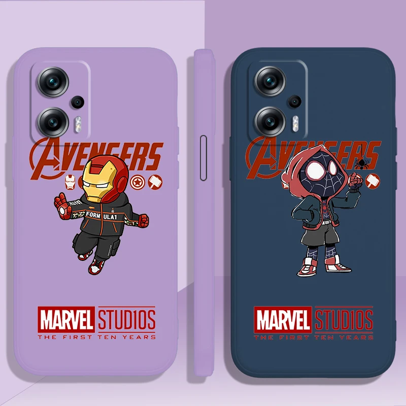

Marvel Avengers Hero Spiderman Case For Xiaomi Poco X4 X3 X2 M4 M3 F4 F3 C40 C3 GT Pro NFC 5G Soft Liquid Rope Phone Cover Core