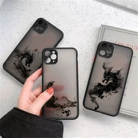 art dragon god pattern case for iphone 11 12 13 pro max x xr xs max 7 8 plus 12 mini se 2020 matte shockproof transparent cover