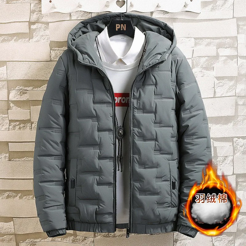 Men Winter 2022 New Thickened Tide Brand Cotton-padded Jacket Youth Winter Coat Hooded Down Cotton Jacket Men