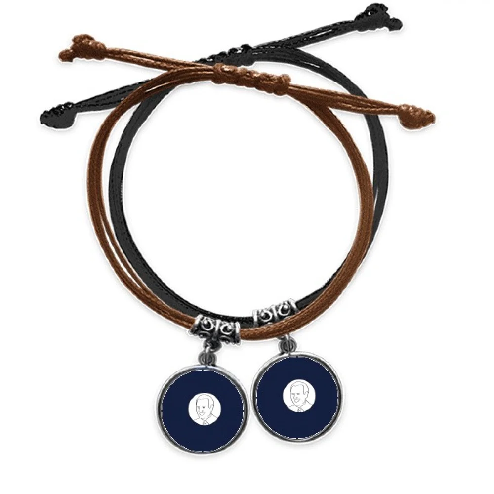 

United States President Joe Person Blue Flag Bracelet Double Leather Rope Wristband Couple Set