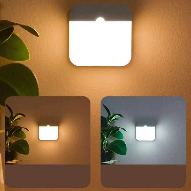 

Перезаряжаемая настенная лампа с датчиком движения, USB-зарядка, настенный светильник для спальни, кухни, лестницы, коридора, гардероба, буфета, ночника