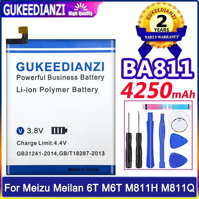

BA811 BA 811 4250mAh Battery For Meizu Meilan 6T M6T M811Q Smart Phone Batterie High Quality Battery Li-polym Bateria +Tools