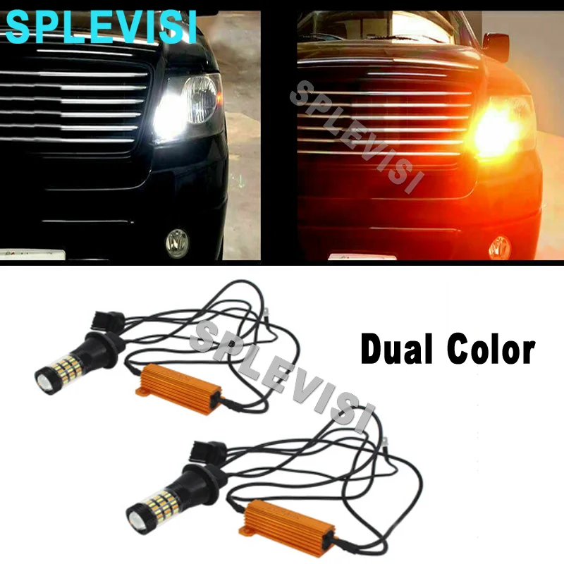 

2x Dual Color Switchback LED Parking Signal Light Bulbs for 2018 2019 Jeep Wrangler JL Sport