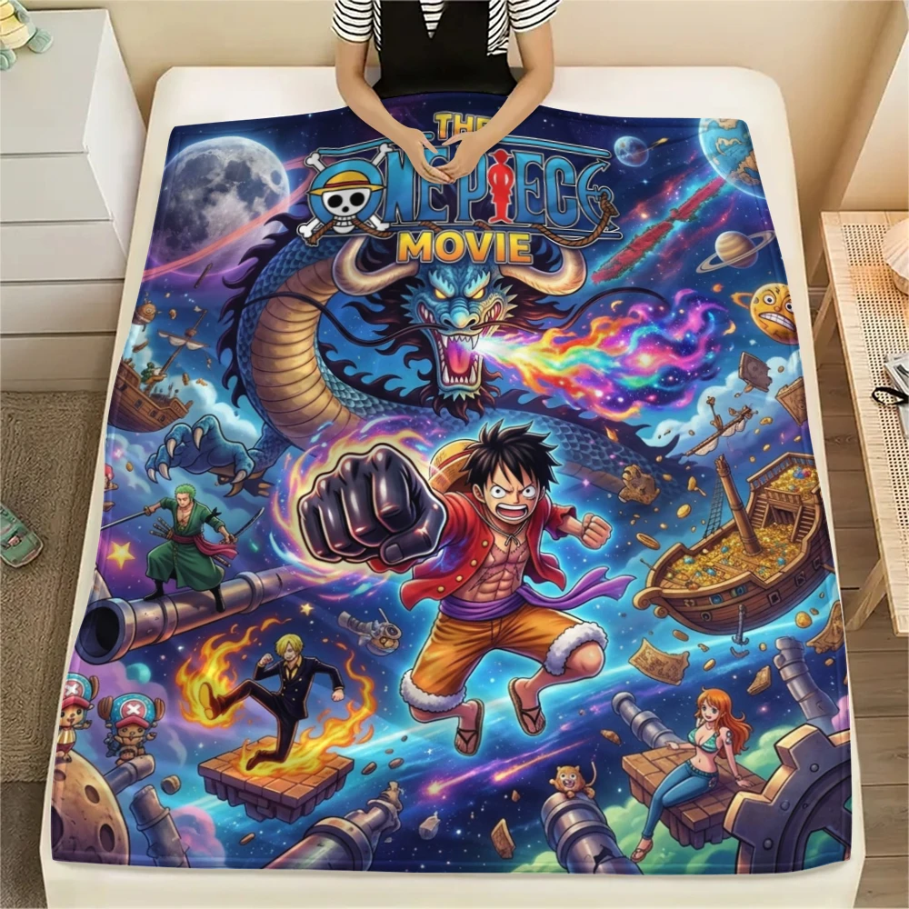 Фото Фланелевое одеяло с принтом One Piece, модный принт, подходит для кровати, дивана, спальни, стула, пикника, путешествий -HE65 №2