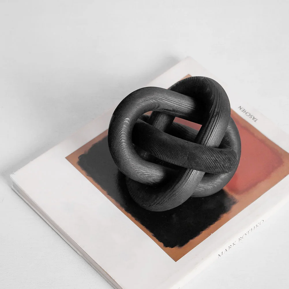 

Wooden Chain Decoration Link Desktop Bookshelf Knot Black Home Farmhouse Craft Decorative