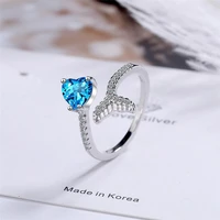 mermaid heart adjustable ring gift uk korean style fashion open ring girls jewellery silver womens ring