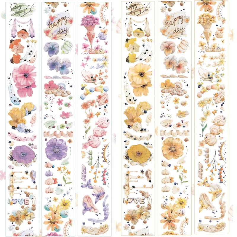 

1 Loop Size Cream Flower Candy Color Yellow Cat Diary Paper Washi Tape Taiwan Made Decorative Collage