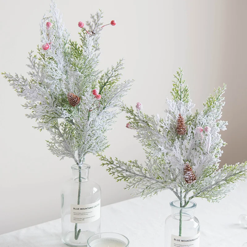 

Artificial White Flowers DIY Scrapbooking Small Bouquet Ferns Fake Plants Faux Grass for Home Wedding Christmas Decoration