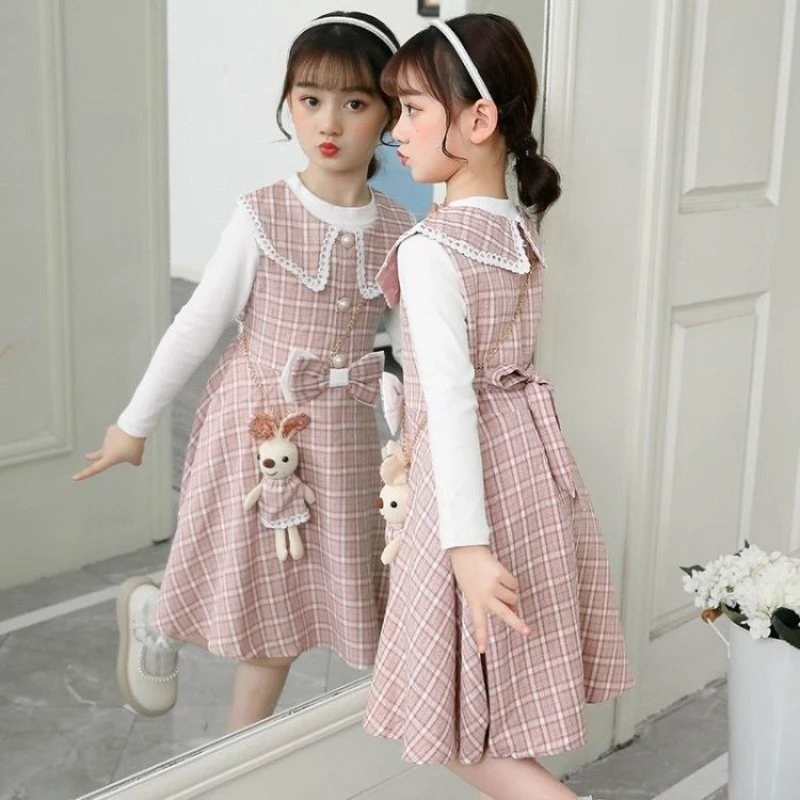 

Girls Dress Autumn New Plaid Bow Preppy Toddler Girl Christmas Outfits Princess Dress Toddler Kids Fall Clothes 2 3 12 Years Old