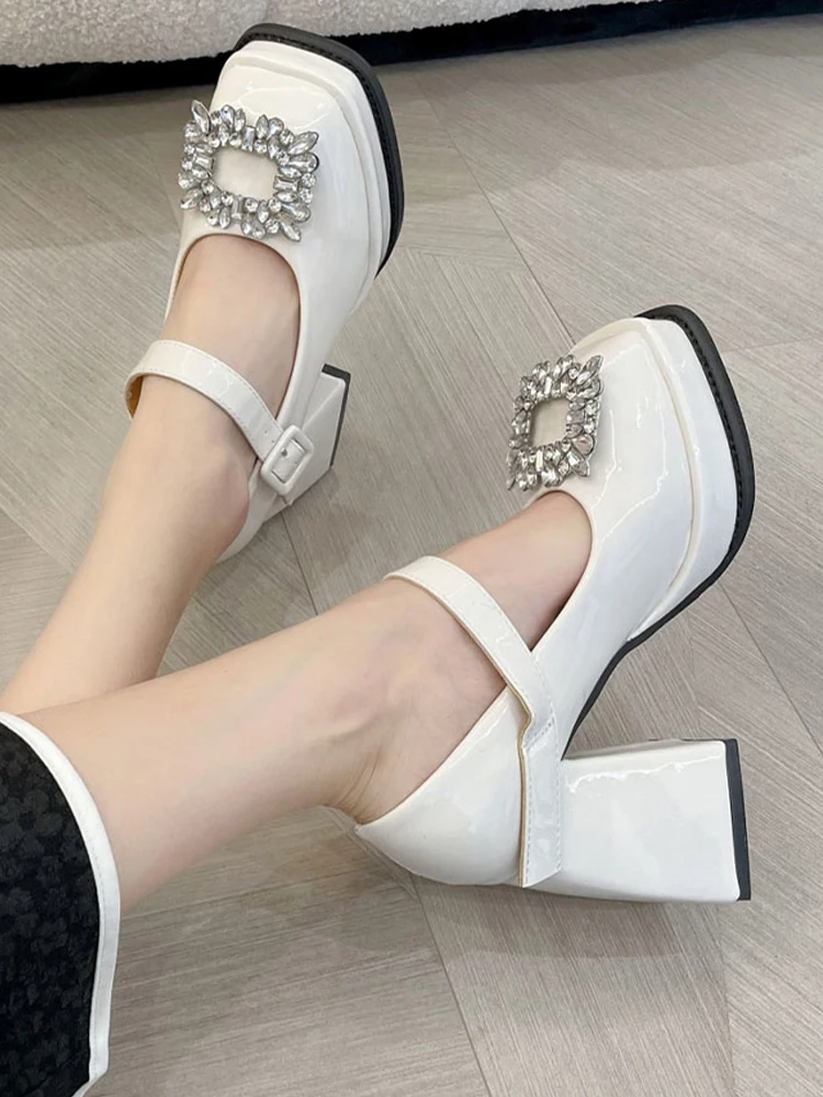 

Туфли женские на толстой платформе, с кристаллами, туфли-лодочки, высокий каблук, туфли-лодочки, лето 2022