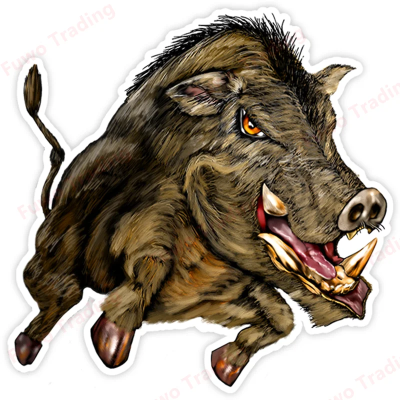 

Fuwo Trading Various Sizes PVC Decal Fierce Wild Boar Car Sticker Waterproof on Bumper Rear Window Laptop Refrigerator Toilet