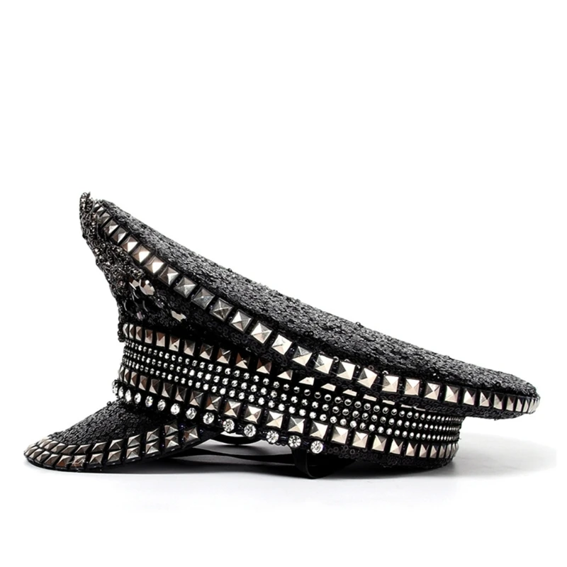 652F Украшенная драгоценностями шляпа капитана тяжелая матросская с кристаллами