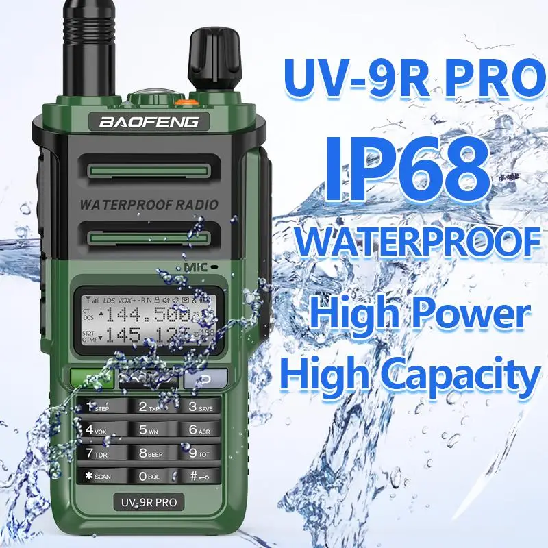

Новинка, портативная рация Baofeng UV-9R PRO IP68, водонепроницаемая, Двухдиапазонная, 136-174/400-520 МГц, улучшенная рация UV9R, дальность 10 км