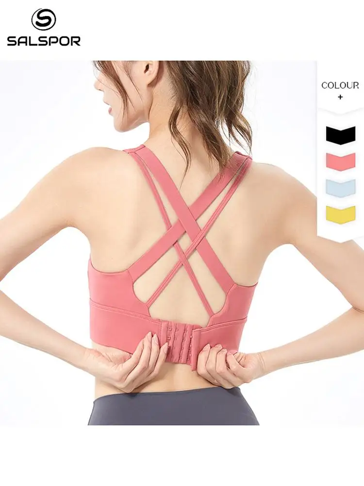 

SALSPOR Breathable Sports Bra Fitness Active Wear With Buckle Running Crop Tops Seamless Yoga Top Sexy Gym Female Sportswear
