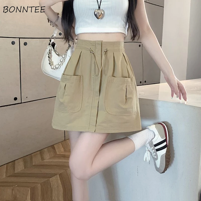 

Юбка женская однотонная, креативная универсальная Повседневная рубашка в Корейском стиле, базовая трендовая одежда для студентов, весна