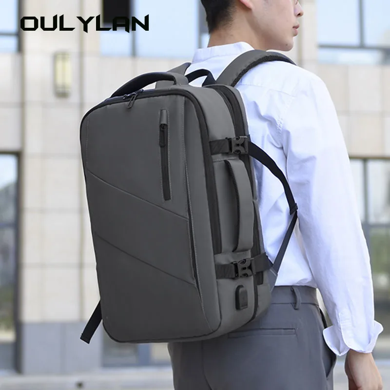 

Новый Большой Вместительный рюкзак Oulylan 35 л, мужской Простой деловой рюкзак для компьютера, водонепроницаемая дорожная сумка