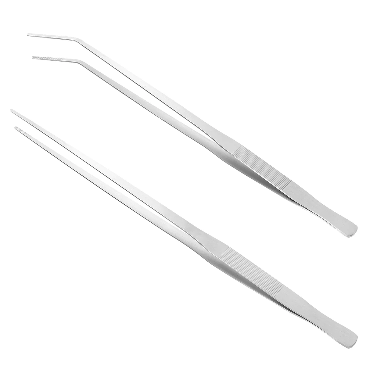 

2PCS Aquatic Stainless Steel Curved Tip Straight Tongs Tools for Tank