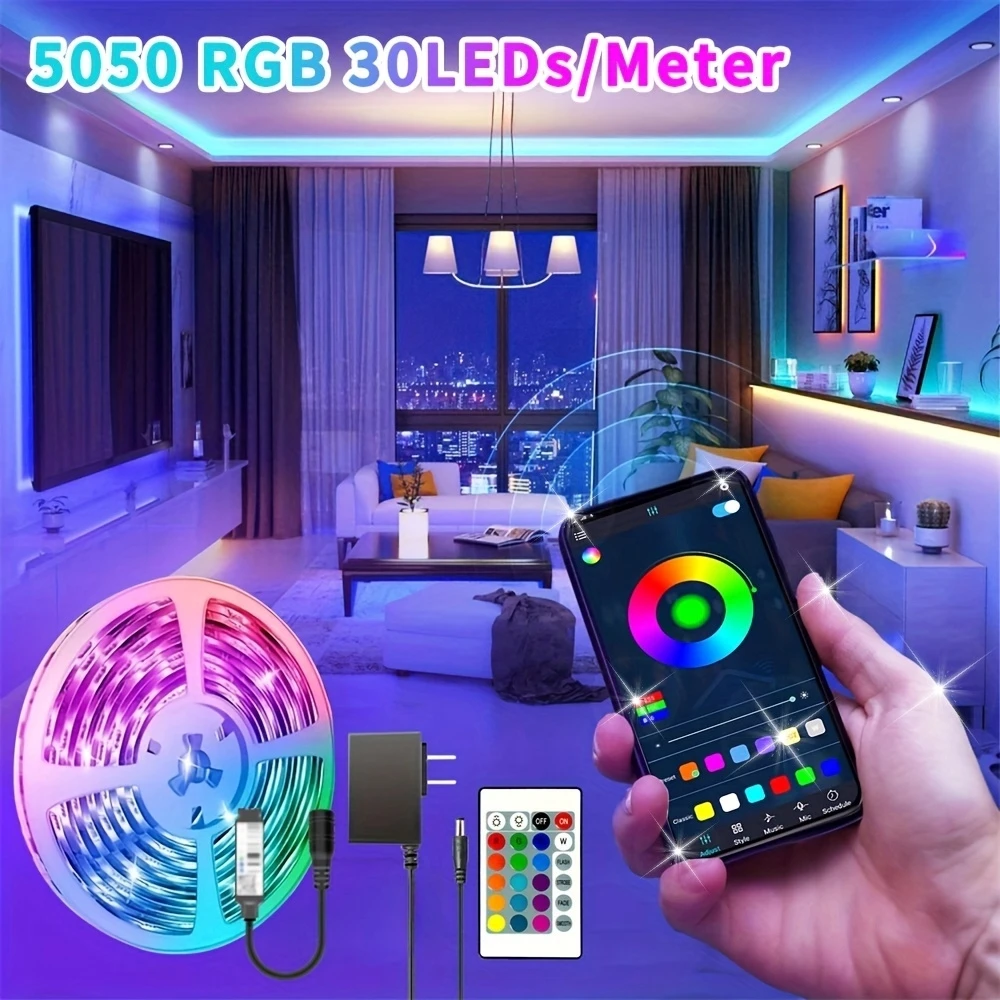 Светодиодные ленты постоянного тока 12 В 5050 RGB 5-30 м Гибкая лента для ламп Luces Smart App