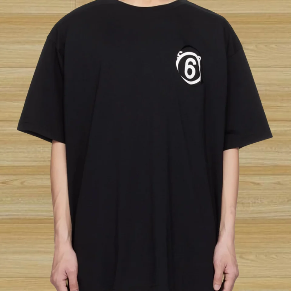 

Double Hollow Out Number Print Mm6 Margiela T-shirts Design Sense Short Sleeves Summer Solid Color Simple Casual Couple Top Tee