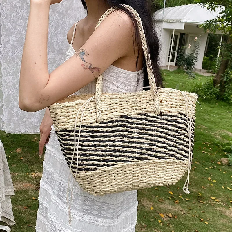 

Tote Beach Handmade In Summer Side Weave Straw Big New Bag Handbags Bags Fashion 2023 Women Lady Shoulder Rattan