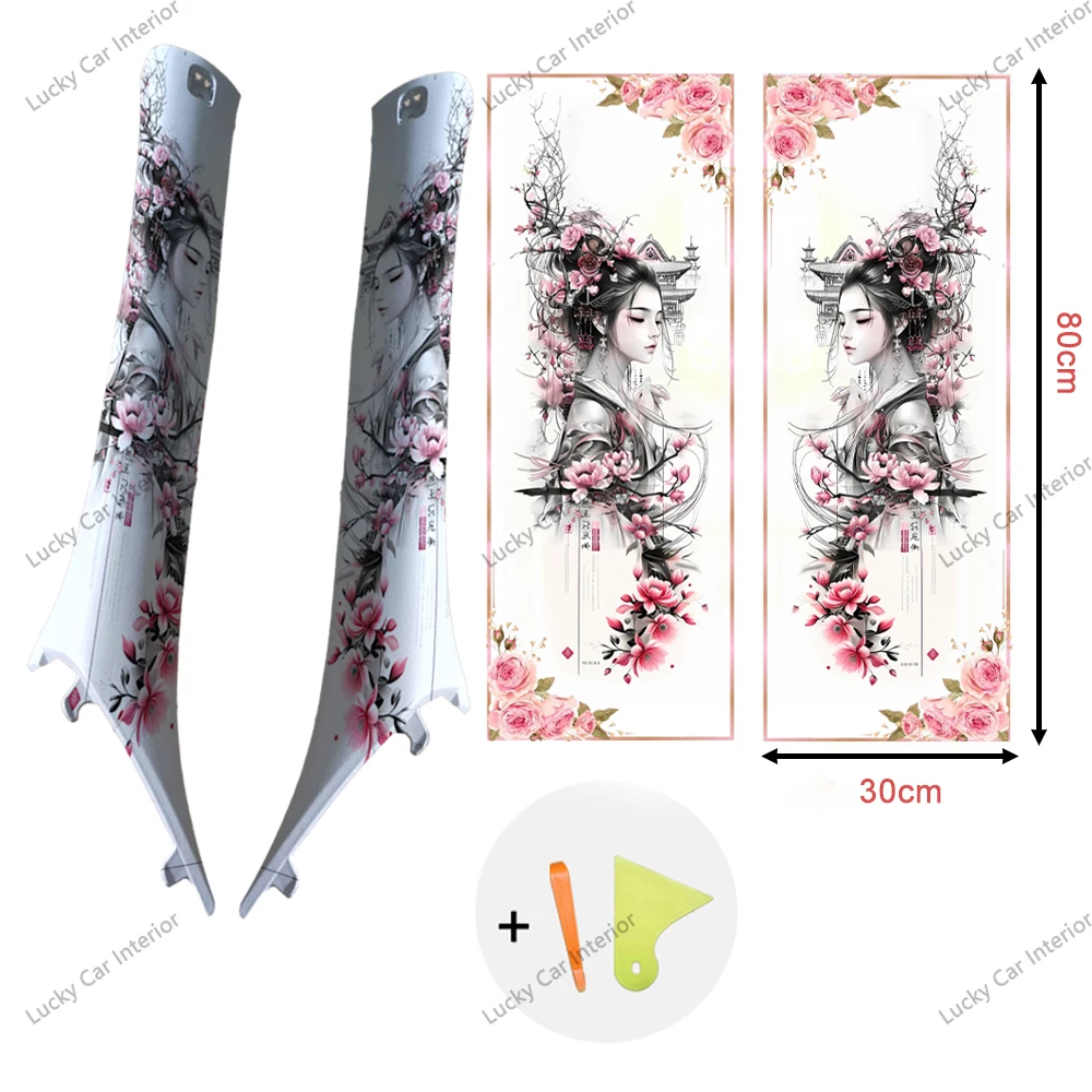 

Наклейки На Дверные Ручки Автомобиля (пара) С Декором В Виде Цветов Гейши