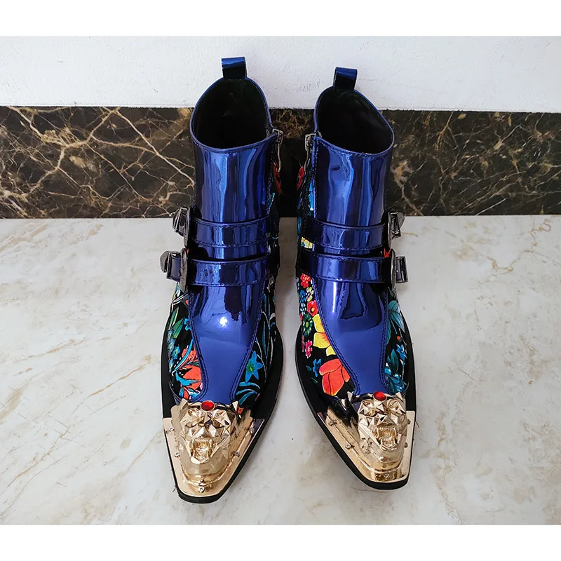 Batzuzhi роскошные мужские ботинки ручной работы с золотым металлическим носком