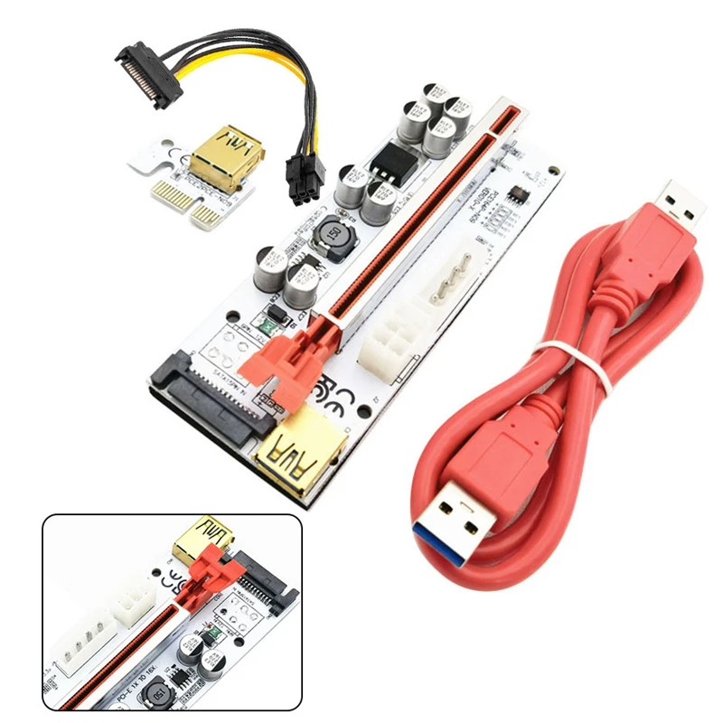 

Адаптер для майнинга на 1X-16X USB 3,0 SATA3.0 6PIN + 4PIN