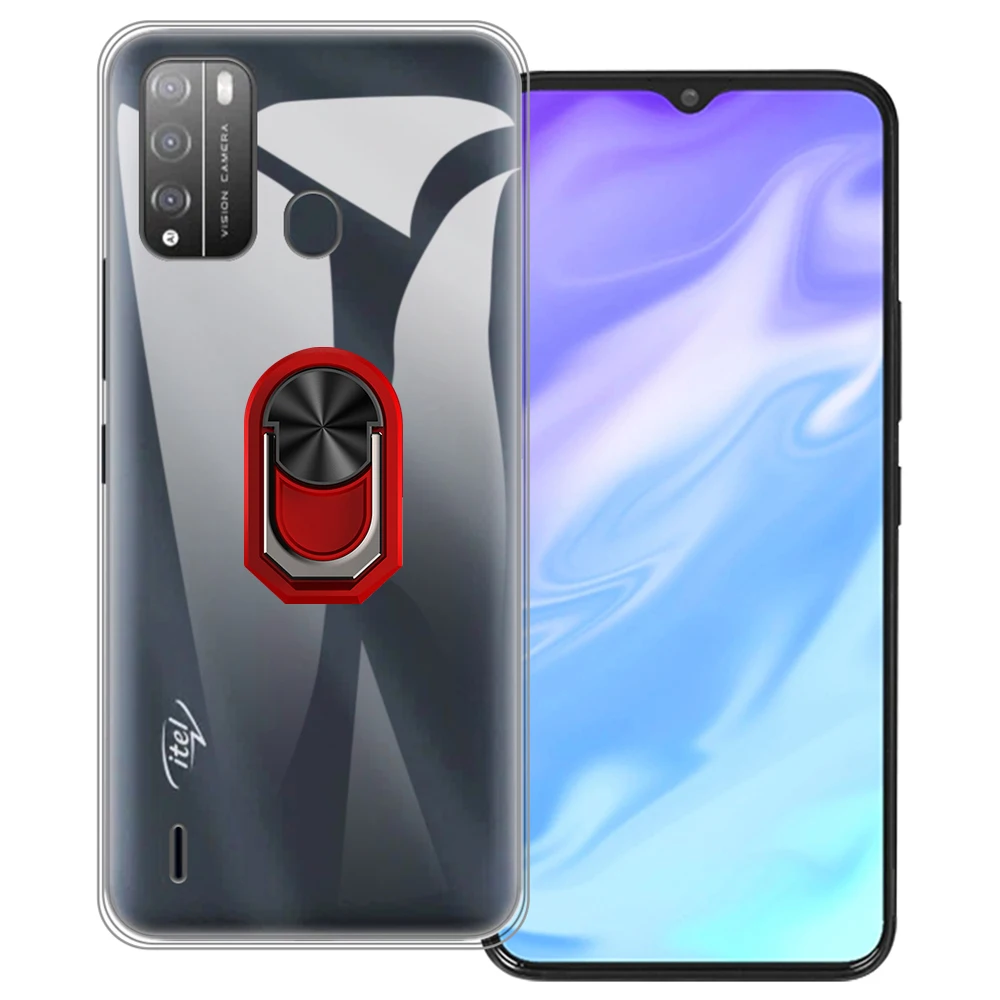 Роскошный противоударный чехол с кольцом-держателем для ITEL S16 Мягкий Силиконовый