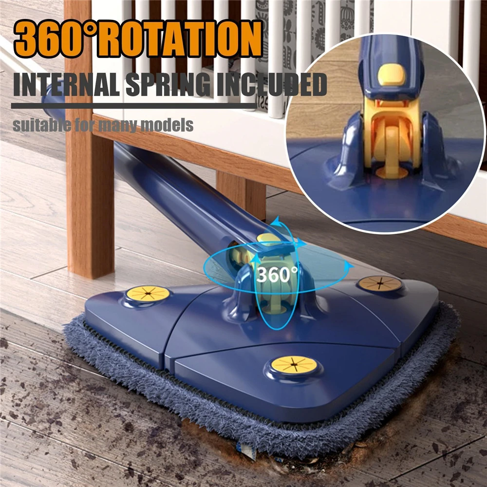 

360° Rotatable Mop Adjustable Cleaning Tool Telescopic Triangular Mop for Home Tub/Tile/Floor/Wall Cleaning Dry Wet Floor Mop