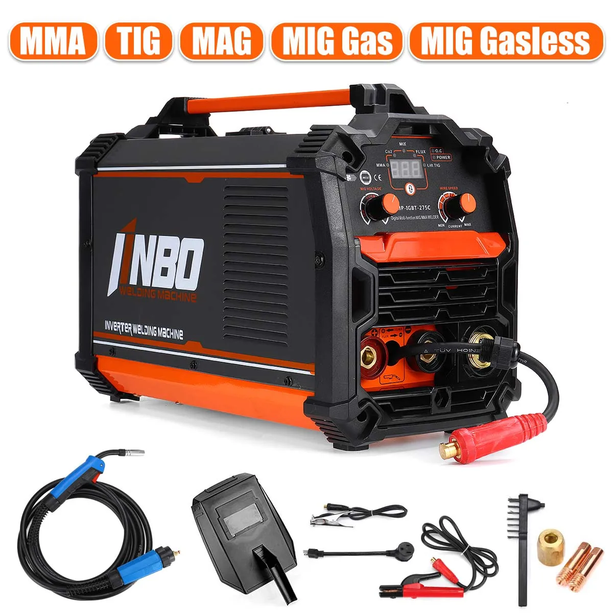 

220V 7KVA MMA/MIG/MAG/MIG/TIG 5 in1 IGBT Semi-automatic Welding Machine MIG Welder 0.8mm Flux Core For Gasless Iron Soldering