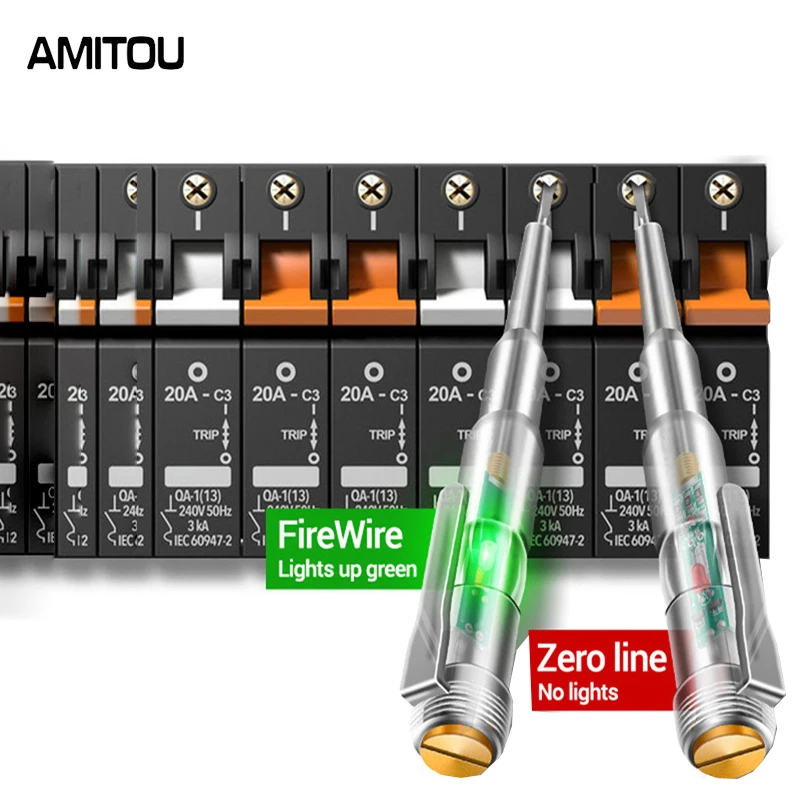

AMITOU Intelligent Voltage Pen Tester Electric Screwdriver Voltmeter Zero Live Wire Tester Voltage Meters Non-contact Induction