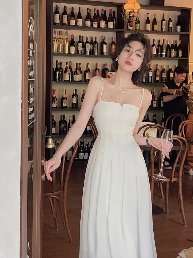 

Винтажное повседневное женское платье миди на тонких бретельках, элегантное ТРАПЕЦИЕВИДНОЕ праздничное платье Vestidos Femme, модное женское пла...