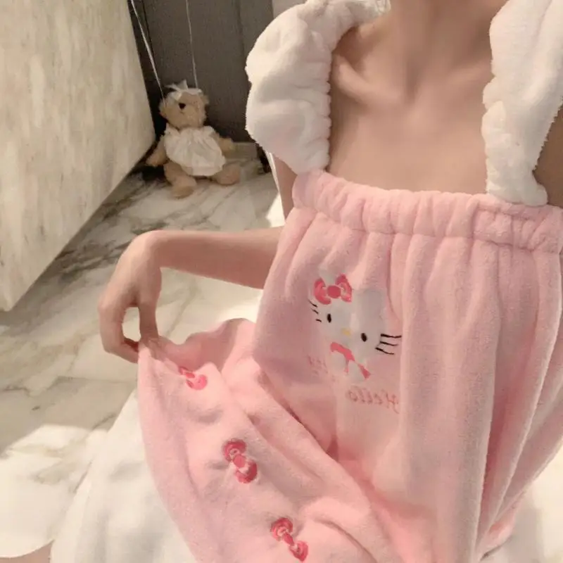 Ins Tagram Kawaii платье-бретелька Hello Kitty для девочек милая одежда сна с плечами банное
