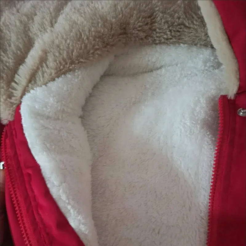 Winter Plus Velvet Thicken Faux Fur Collar Cotton Padded Jackets Warm Casual Windproof Red Coats Korean Loose Outwear For Women