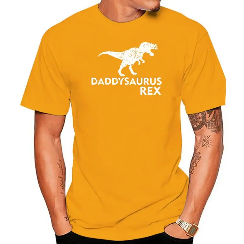 

Мужская футболка Daddysaurus Rex, черная футболка с рисунком динозавра, хлопковые топы с круглым вырезом, футболки, мужская футболка в стиле хип-хо...