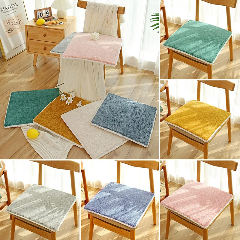 

Winter Thick Plush Chair Cushion Seat Pad Square Office Chair Seat Cushions Non-Slip Sofa Car Chair Pads Home Decor Supplies