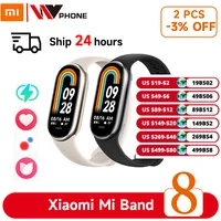 Xiaomi Band 8 Смарт-браслет с кислородом в крови 1,62 дюйма AMOLED-экраном, 7 цветов, длительный срок службы батареи, 150 спортивных режимов Xiaomi Mi Band 8