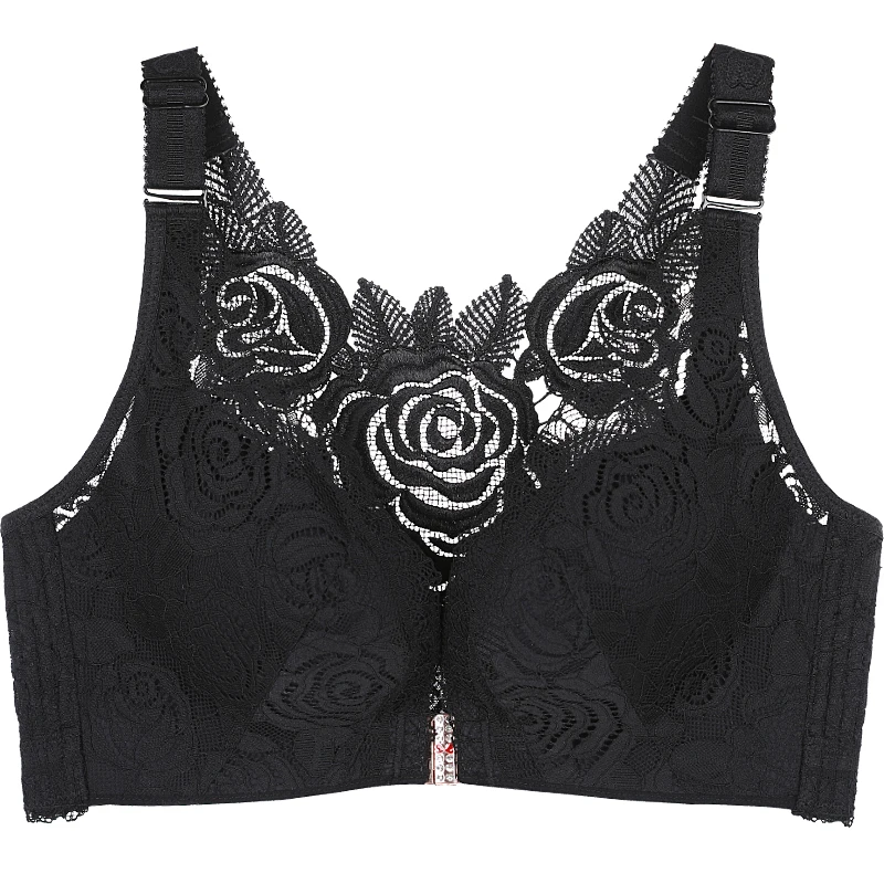 

Sexy Seamless for Women Big Size Roses Adjustable Bras Front Closure Bra Plus Size Bras Rose Embroidery Beauty Back Bra Lingerie