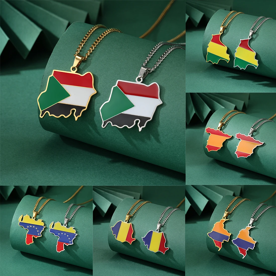 Ожерелье EUEAVAN с изображением национальной карты Судана Аргентины поля Колумбии