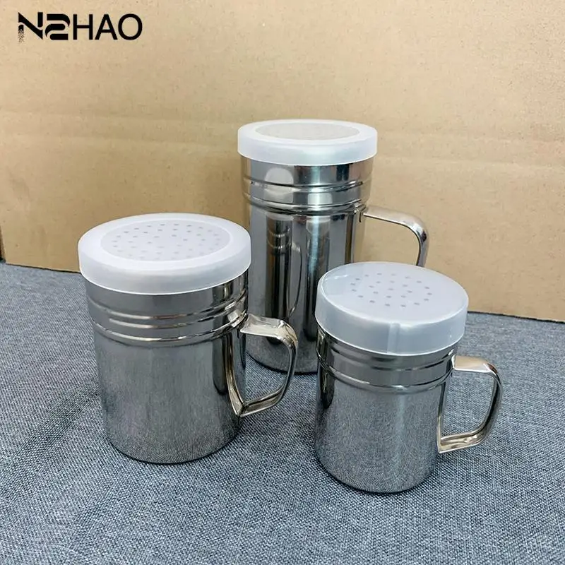 

Stainless Steel Seasoning Dispenser With Handle Shaker Pepper Sugar Salt Barbecue Powder Dredge Bottles Kitchen Tools