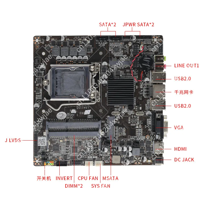 Фото Промышленная материнская плата H61 ITX LGA1155 17x17 см Поддержка памяти DDR3 для мини-ПК-системы №1