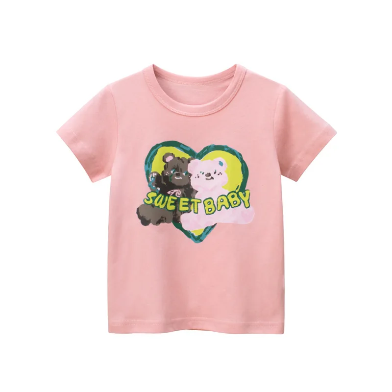 

Children's New Summer Clothes 2022 Cute Short Sleeve T-Shirt Girls Tops Cartoon Bear Kids Clothes Dropshipping