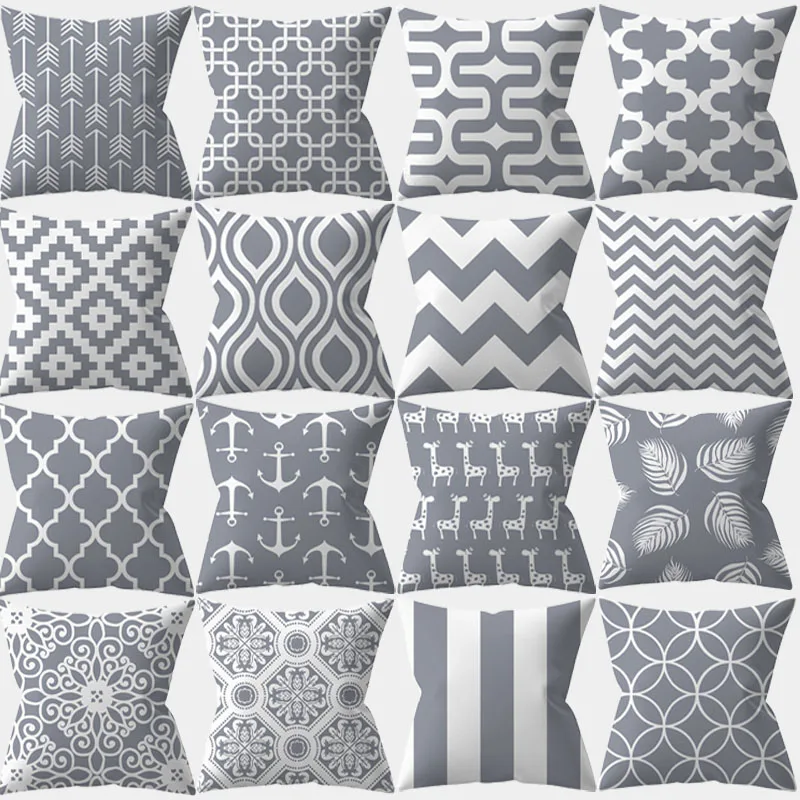 

Geometric Cushion Cover 45x45 Polyester Gray Pillowcase Sofa Cushions Decorative Throw Pillows Cover Home Decor Pillow Cases