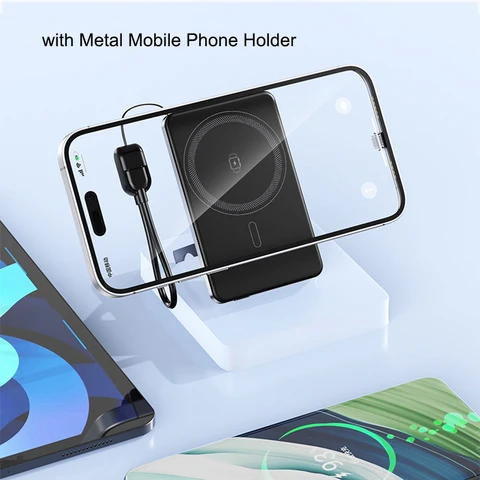 Тонкий внешний аккумулятор 3 в 1 для Magsafe Magnetic Wireless, 20 Вт, портативный внешний аккумулятор с быстрой зарядкой для iPhone 17 16 iWatch Airpods