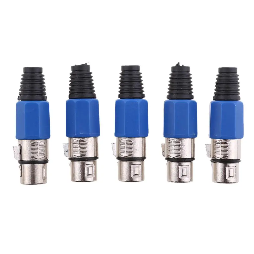 

5PCS XLR 3 Pin Female MIC Plug Audio Microphone Cable Connector