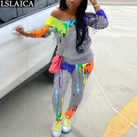 new two piece outfits fall clothes for women tie dye set t shirt for women top and pants tracksuit jogging femme autumn s 4xl