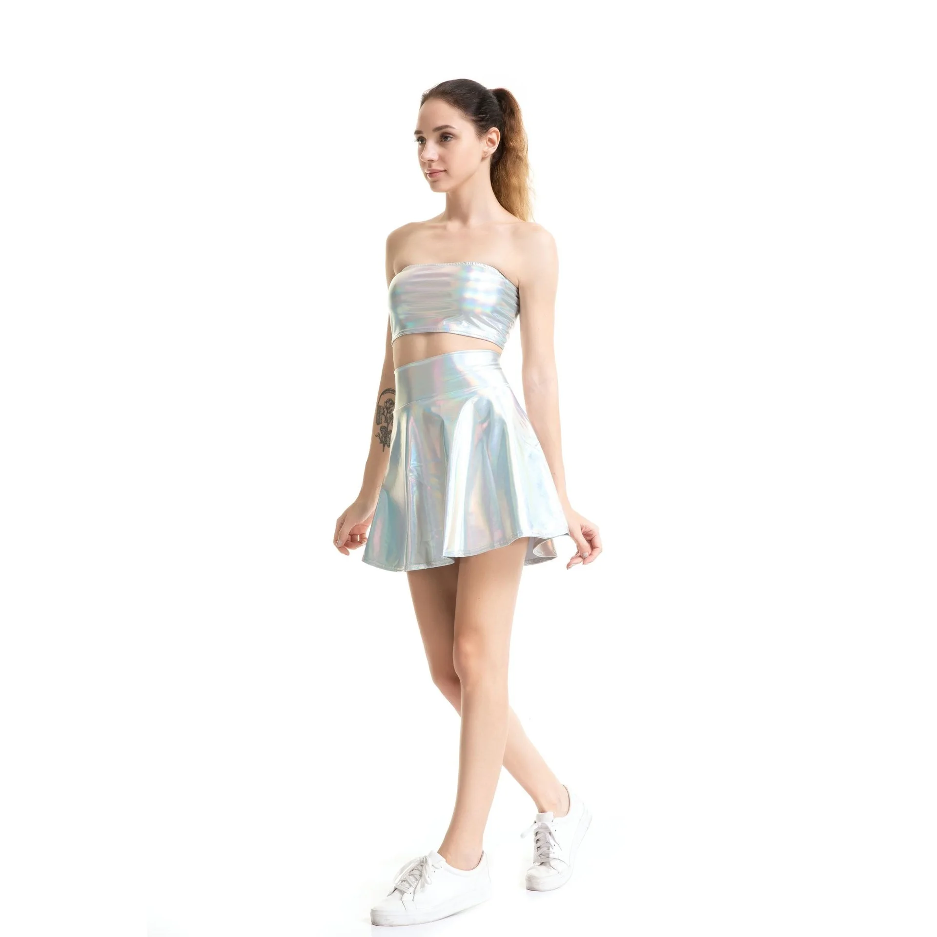 

Fashion New Summer Women High Waist Short PU Leather A-Line Pleated Mini Skirt Cute Sexy Girl Hot Dance Dress Lady Party Gift